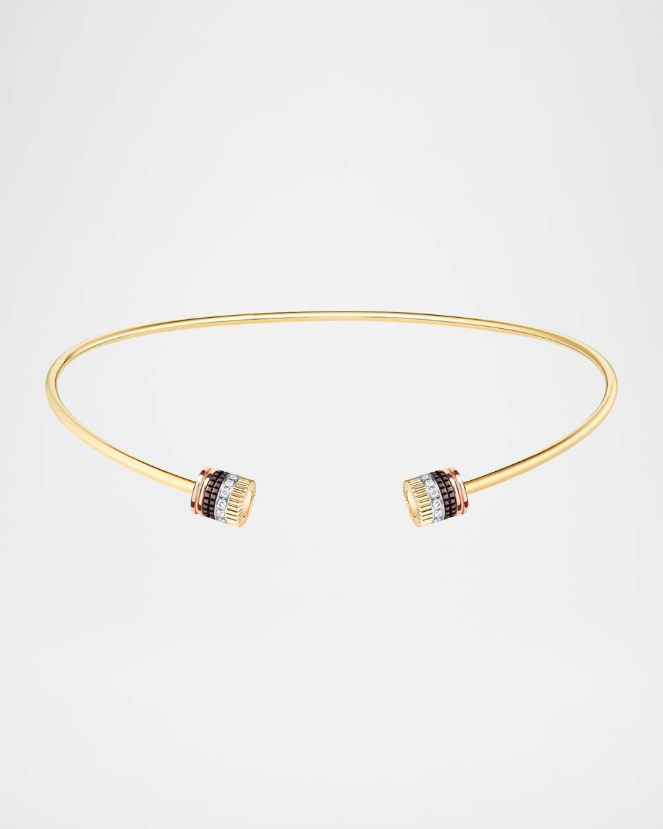 Quatre Classique Open Necklace in Tricolor Gold with Brown PVD and Diamonds